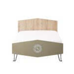 Camp bed with headboard