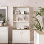 pink freesie shelf with cabinet
