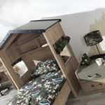Camp bed and nightstand