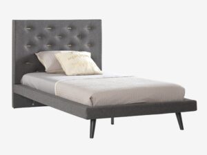 Luna Gray Bed Tufted Headboard with Black Metal Legs 100cm