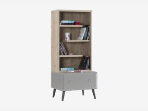 Luna Light Brown Bookcase Storage Base with Gold Frame