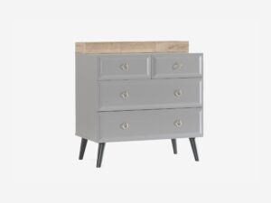 Luna Gray Chest of Drawers Three Tier Design with Black Legs