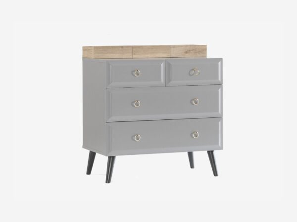 Luna Gray Chest of Drawers Three Tier Design with Black Legs