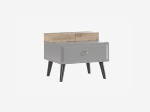 Luna Gray Nightstand Dual Storage with Black Legs