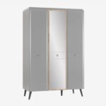 Luna Gray Wardrobe Mirror Center Panel with Black Legs
