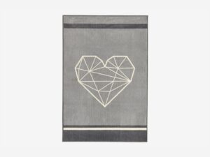 Luna Gray Carpet Geometric Heart with Dark Gray Border
