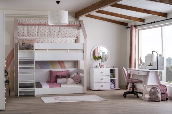 Montessori pink s bunk bed room