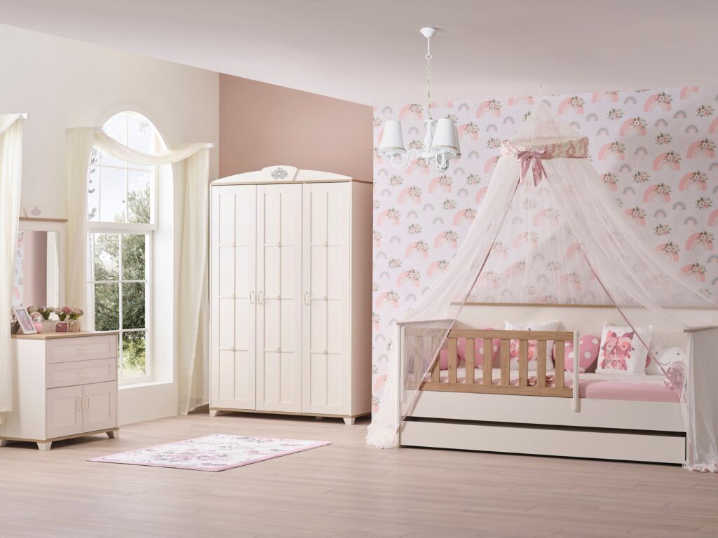 Pink freesie toddler room